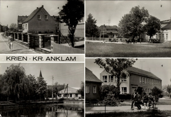 Postcard Krien District Anklam, Bauernstraße, Cultural Center, Nguyen von Troi High School