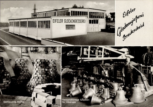Postcard Brockscheid in the Eifel, Eifel bell foundry Johannes Mark, bell founder, bricked cores