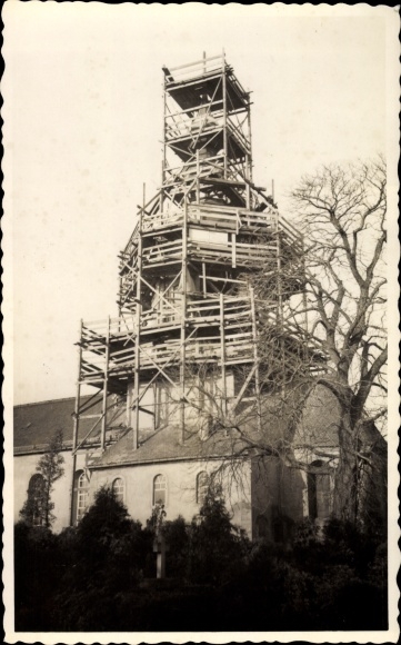 Photo Postcard Machern in Saxony, church tower construction