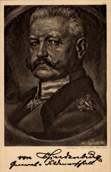 Artist Postcard Bauer, Karl, Field Marshal Paul von Hindenburg, portrait