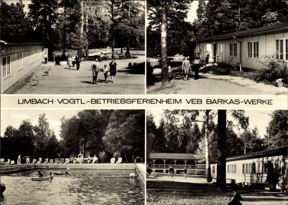 Postcard Limbach in the Vogtland, company holiday home VEB Barkas works, vehicle accessories works Ronneburg