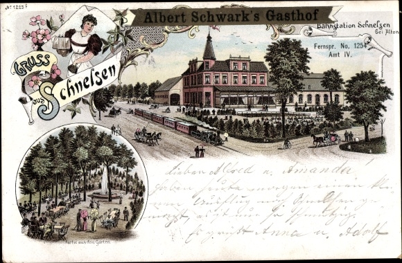 Chromo-Litho Hamburg Eimsbüttel Schnelsen, inn, garden area