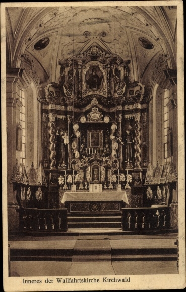 Postcard Nußdorf am Inn Upper Bavaria, Kirchwald pilgrimage church, interior, altar