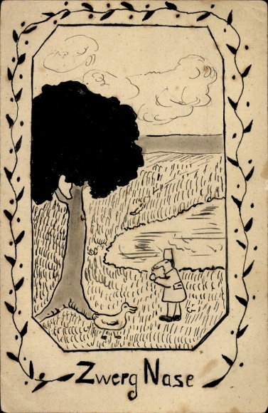 Handgeschilderd schilderij dwergneus, sprookje