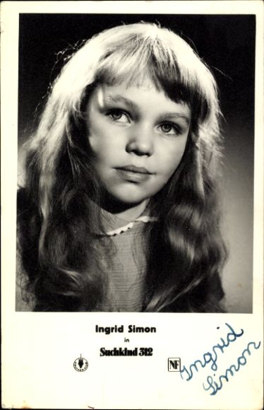 Postcard actress Ingrid Simon, portrait, autograph