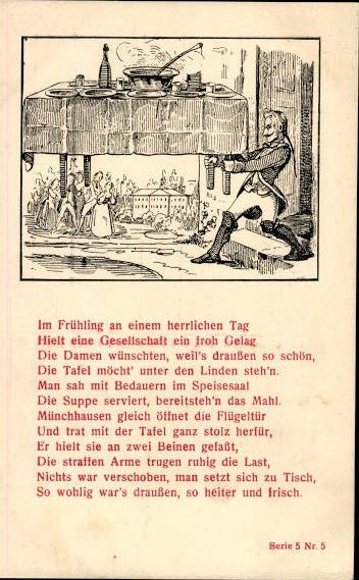 17 old artist poem PC Baron von Münchhausen, various motifs