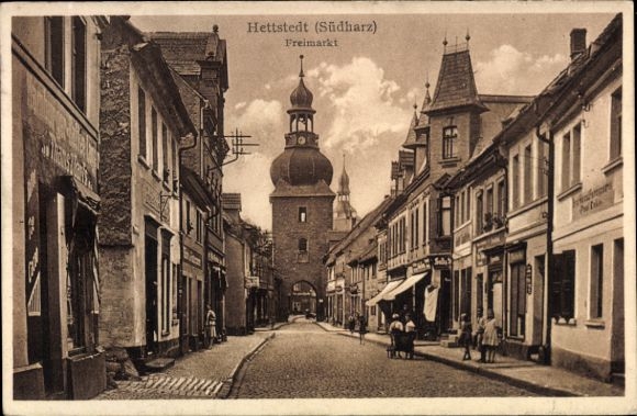 Ak Hettstedt im Südharz, Freimarkt, Geschäfte