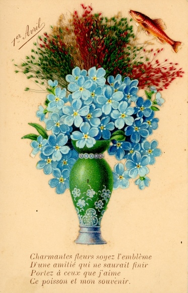 Material Ak Glückwunsch 1. April, Blumenstrauß, Echte Pflanzen, Blumenvase