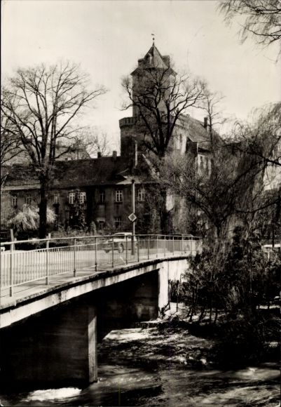 Ansichtkaart Spremberg in Lausitz, aan de Spree, brug