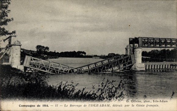 Postcard Adam Island Val d'Oise, The dam destroyed by French engineering