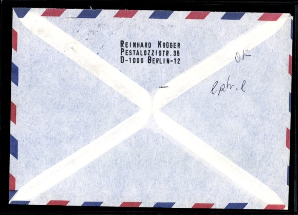 Michel No. 3344, 3349, 3350 on airmail cover, back, currently no postal service, Iraq War