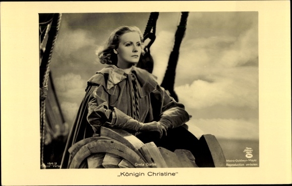 Postcard actress Greta Garbo, Queen Christine, film scene, Ross Verlag 194/2