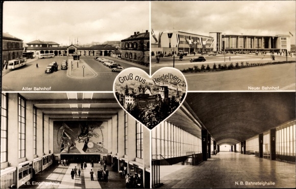 Ak Heidelberg am Neckar, Neuer Bahnhof, Alter Bahnhof