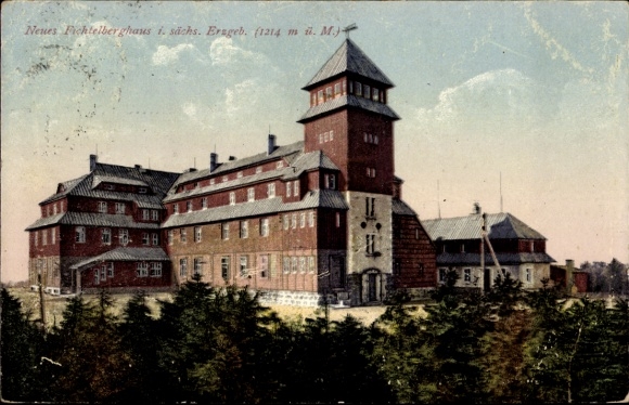 Ak Oberwiesenthal im Erzgebirge, Fichtelberg, Fichtelberghaus, Neues Fichtelberghaus, sächsisches