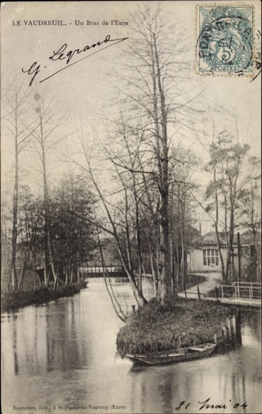 Postcard Le Vaudreuil Eure, An Arm of the Eure