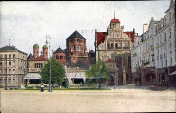 Judaika Postcard Munich, Hotel Leinefeldern Künstlerhaus, Synagogue, Novitas 543 2