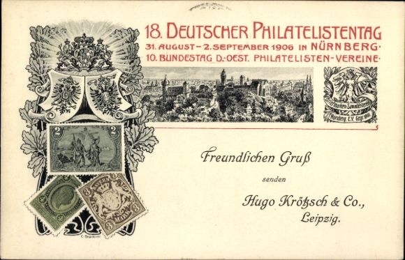Particuliere postwaardestukken Beieren PP 11 C 2 01. 18. Duitse Filatelistendag Neurenberg 1906, SSt. 07