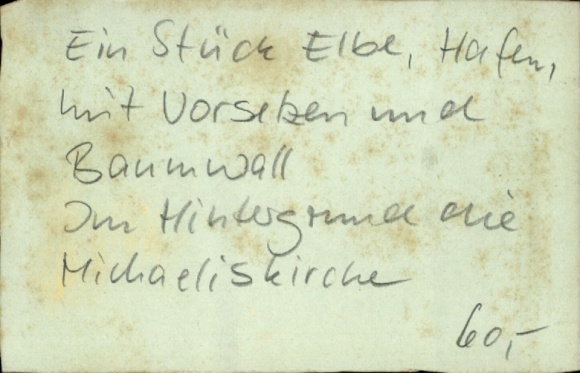 CdV Hamburg Mitte Neustadt, Vorsetzen and Baumwall, harbor, Elbe, tower of St. Michael's Church