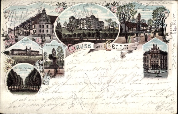 Chromo-Litho Celle in Lower Saxony, castle, high school, war memorial, infantry barracks, town hall