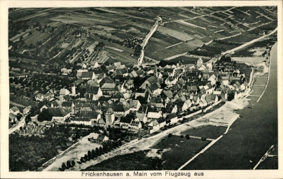 Postcard Frickenhausen am Main Unterfranken, aerial photograph