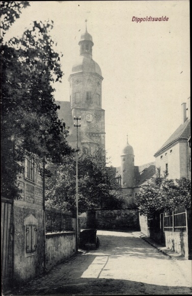 PC Dippoldiswalde in Saxony, street area with church