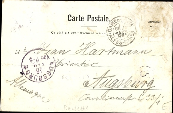 Postcard Monte Carlo Monaco, Roulette, The bank always wins, Glücksspiel, Ruin