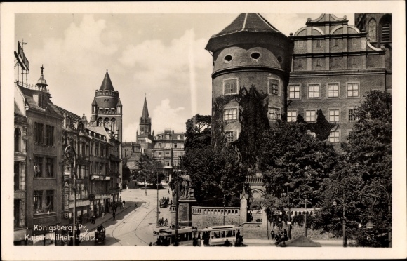 Postcard Kaliningrad Königsberg Ostpreußen, Kaiser Wilhelm Platz, tram line 11