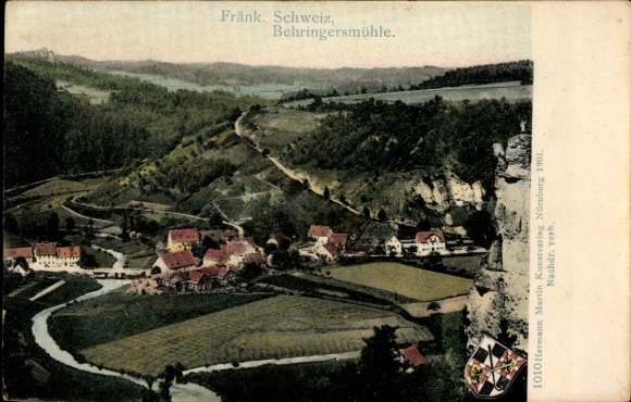 Ak Muggendorf Wiesenttal Fränkische Schweiz, Landschaftsaufnahme, Behringersmühle, Fluss, Gebä...
