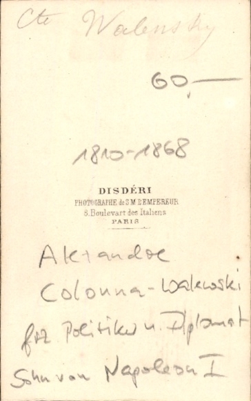 CdV politician Alexandre Colonna-Walewski, portrait