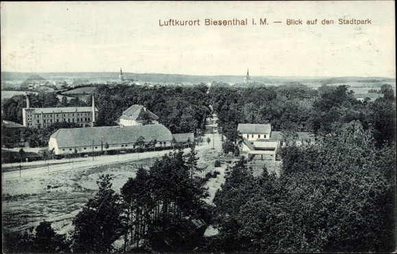 Postcard Biesenthal in Barnim, view of the city park and the surrounding area