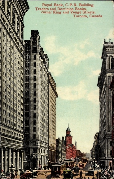 Ak Toronto Ontario Kanada, Royal Bank, C.P. R. Building, Traders and Dominion Bank