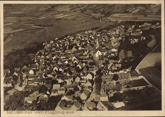 Postcard Neubrunn in Lower Franconia, aerial photograph