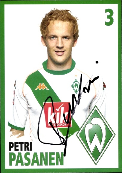 Autogrammkarte Fußballer Petri Pasanen, Werder Bremen, Autogramm
