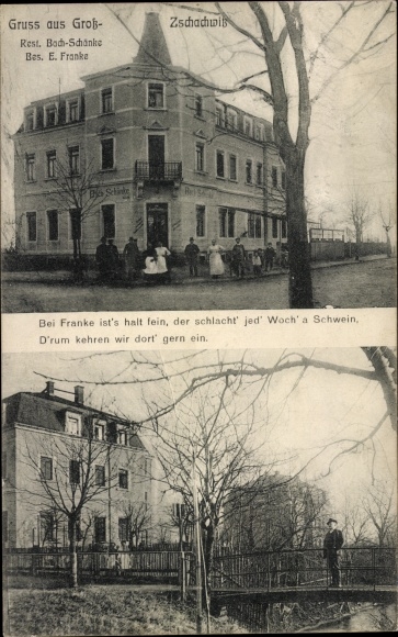 Postkaart Dresden Leuben Großzschachwitz, Restaurant Bach Schänke