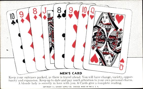 Postcard Playing Cards, Card Reading, Men's Card