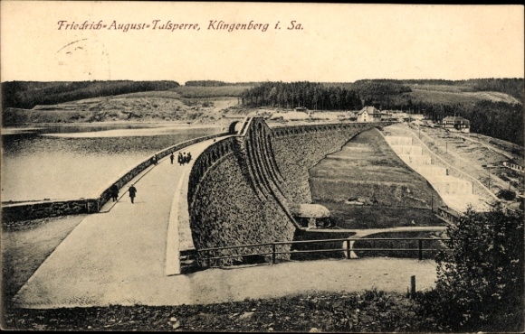 Postcard Klingenberg in the Ore Mountains Saxony, Friedrich August Dam