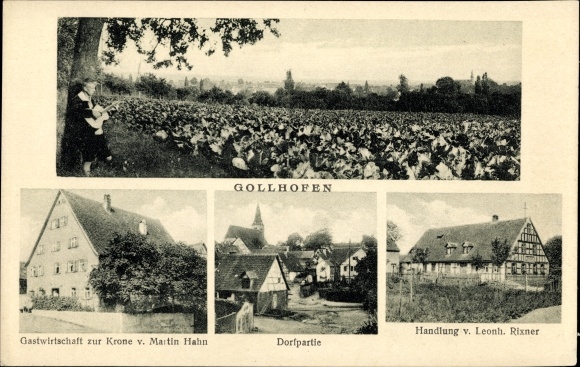 Postcard Gollhofen in Middle Franconia, inn zur Krone*, village party, storyline**