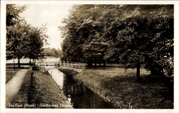 Postcard Zeuthen in der Mark, Selchower Graben, Bridge