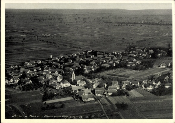 Postcard Marlen Kehl am Rhein, aerial view of Marlen, many houses, rural surroundings, aircraft photography