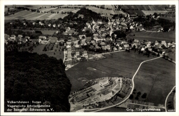 Postcard Volkertshausen Baden Württemberg, aerial photography, rest homes