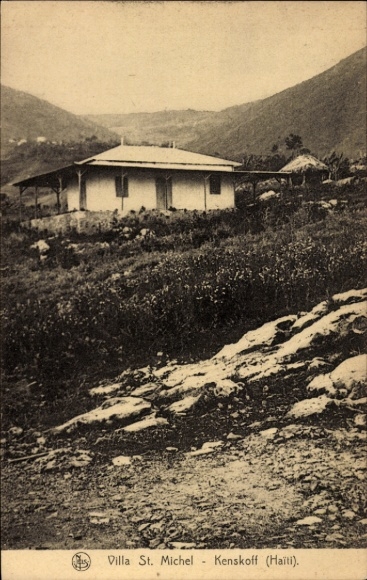 Postcard Kenscoff Haiti, Villa St. Michel, building, landscape