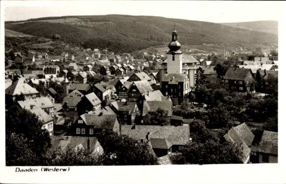 Postcard Daaden in the Westerwald, general view, church