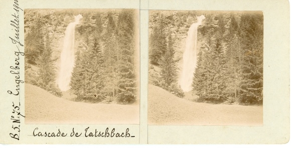 Stereo photo Engelberg Kt. Obwalden Switzerland, Tätschbachfall, waterfall
