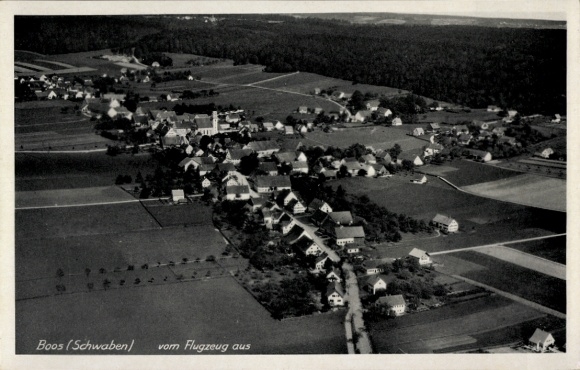 Postcard Boos in Swabia, aerial photograph