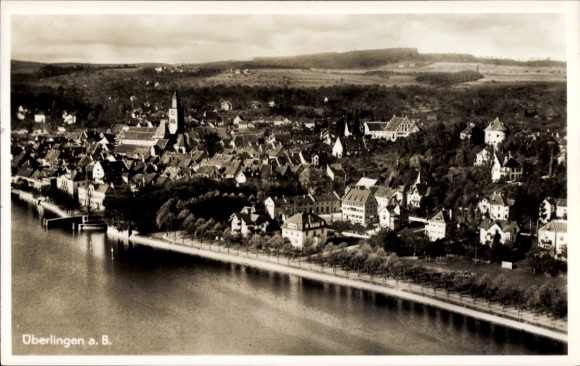 Postcard Überlingen on Lake Constance, aerial photograph
