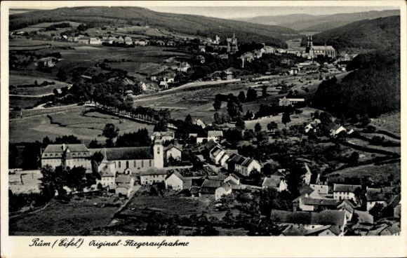 Postcard Prüm in the Eifel, aerial photography, panorama