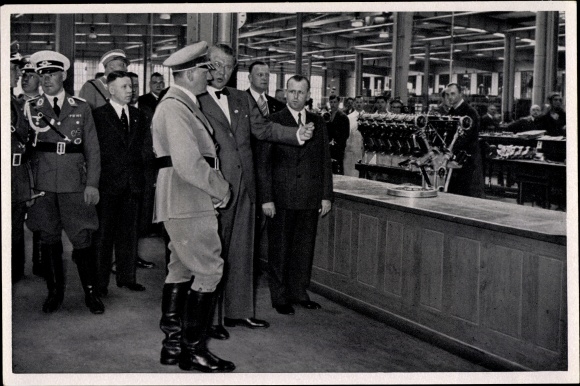 Collective picture Adolf Hitler visits BMW works, engine block