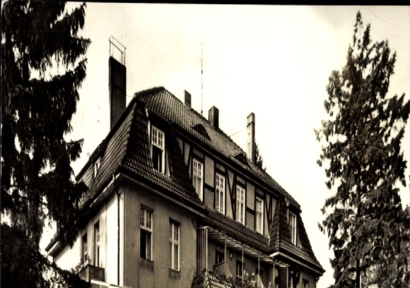 Postcard Neuglobsow Stechlin Brandenburg, Haus Brandenburg, FDGB holiday property, forests, greetings from Han...