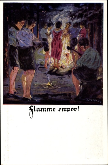 Kunstenaarskaart Amtsberg, Otto, flame up, DT, Duitse Turnerschaft