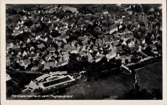 Postcard Herzogenaurach in Middle Franconia, aerial photograph